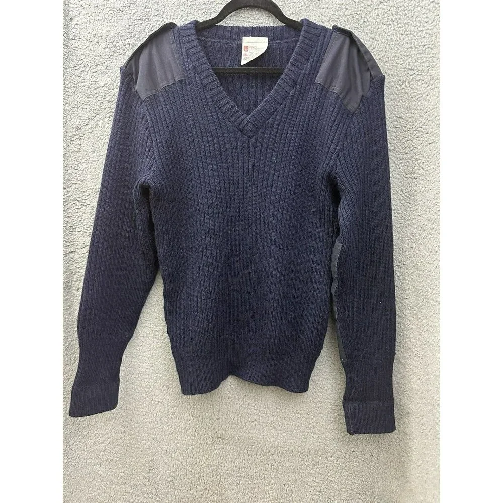 Brigade Quartermasters Sweater Mens XL Blue 100% Wool V Neck The Woolly Pully - Picture 1 of 6